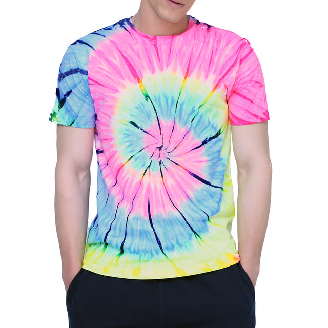 Tie Dye T Shirt Light Green Spiral